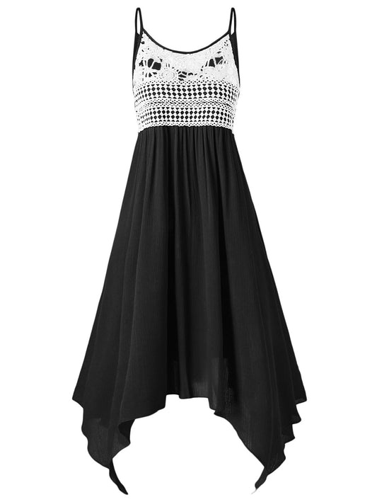 Lace Embellished Asymmetrical Slip Dress