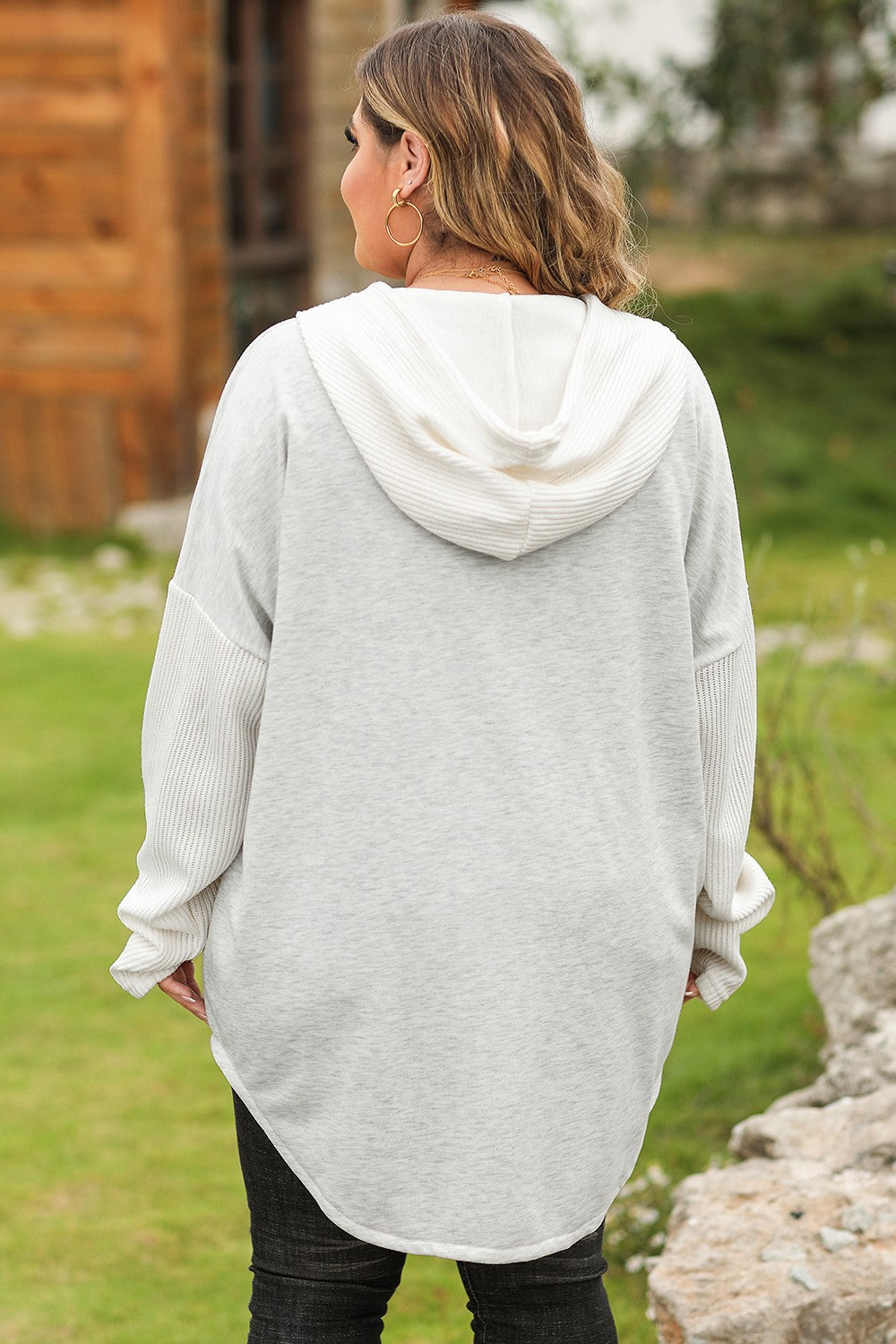 Button Up Drawstring Long Sleeve Hoodie