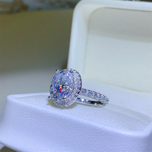 Blue Elegance: 5 Carat Moissanite 925 Sterling Silver Ring