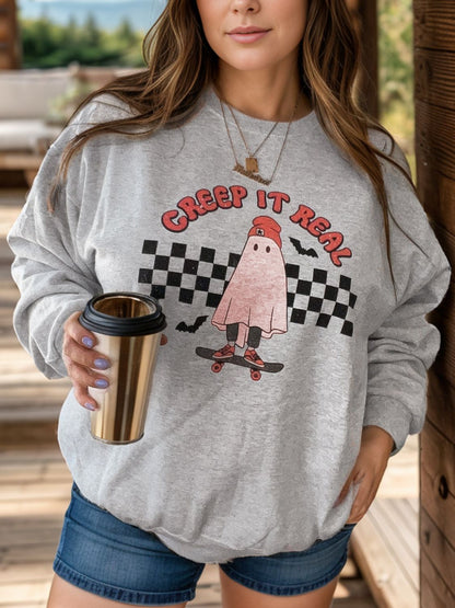 Graphic Round Neck Long Sleeve Sweatshirt