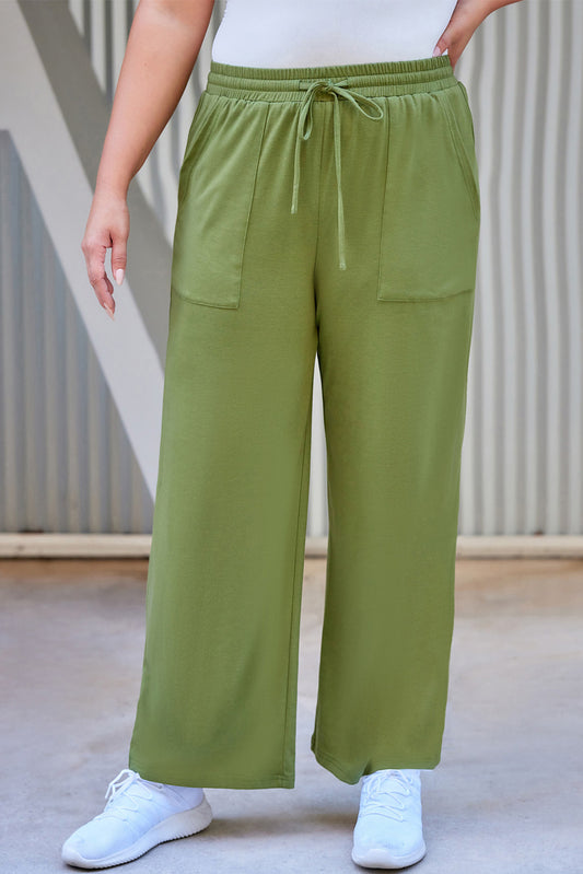 Drawstring Straight Pants with Pockets