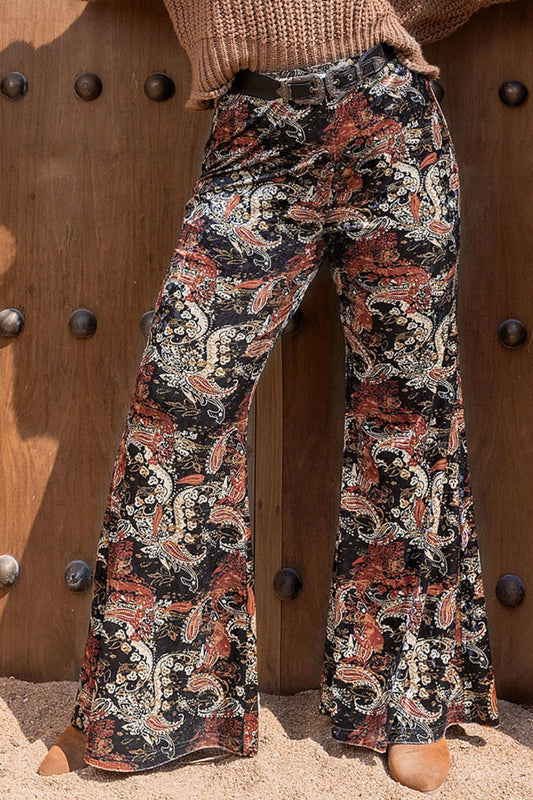 Printed Wide Leg Long Pants