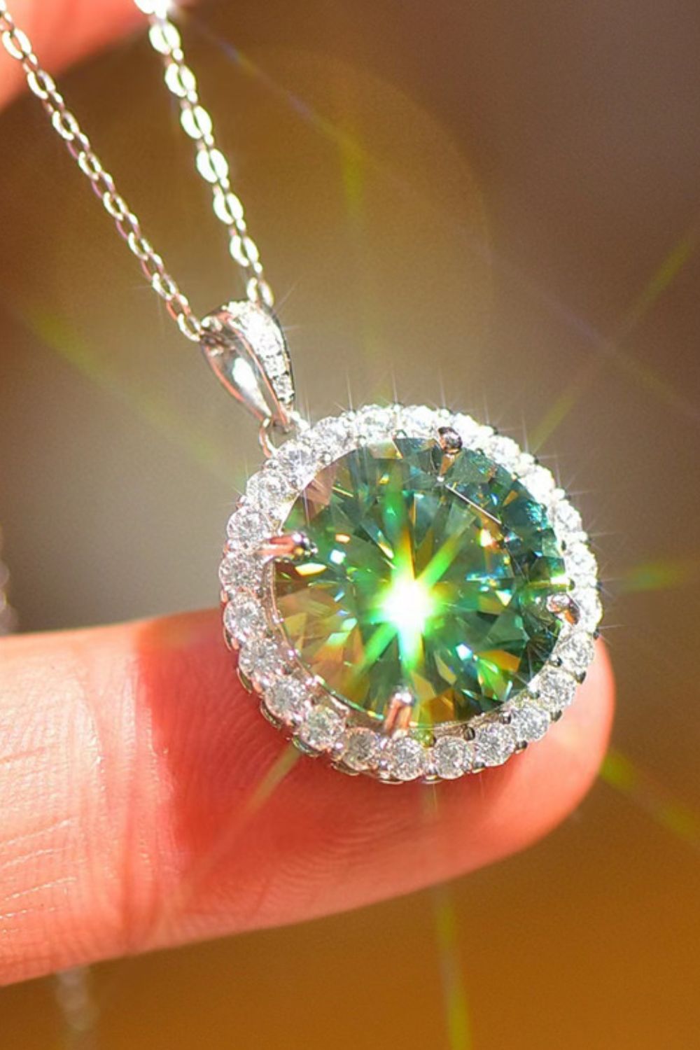 Eternal Gleam: 10 Carat Moissanite Pendant Platinum-Plated Necklace