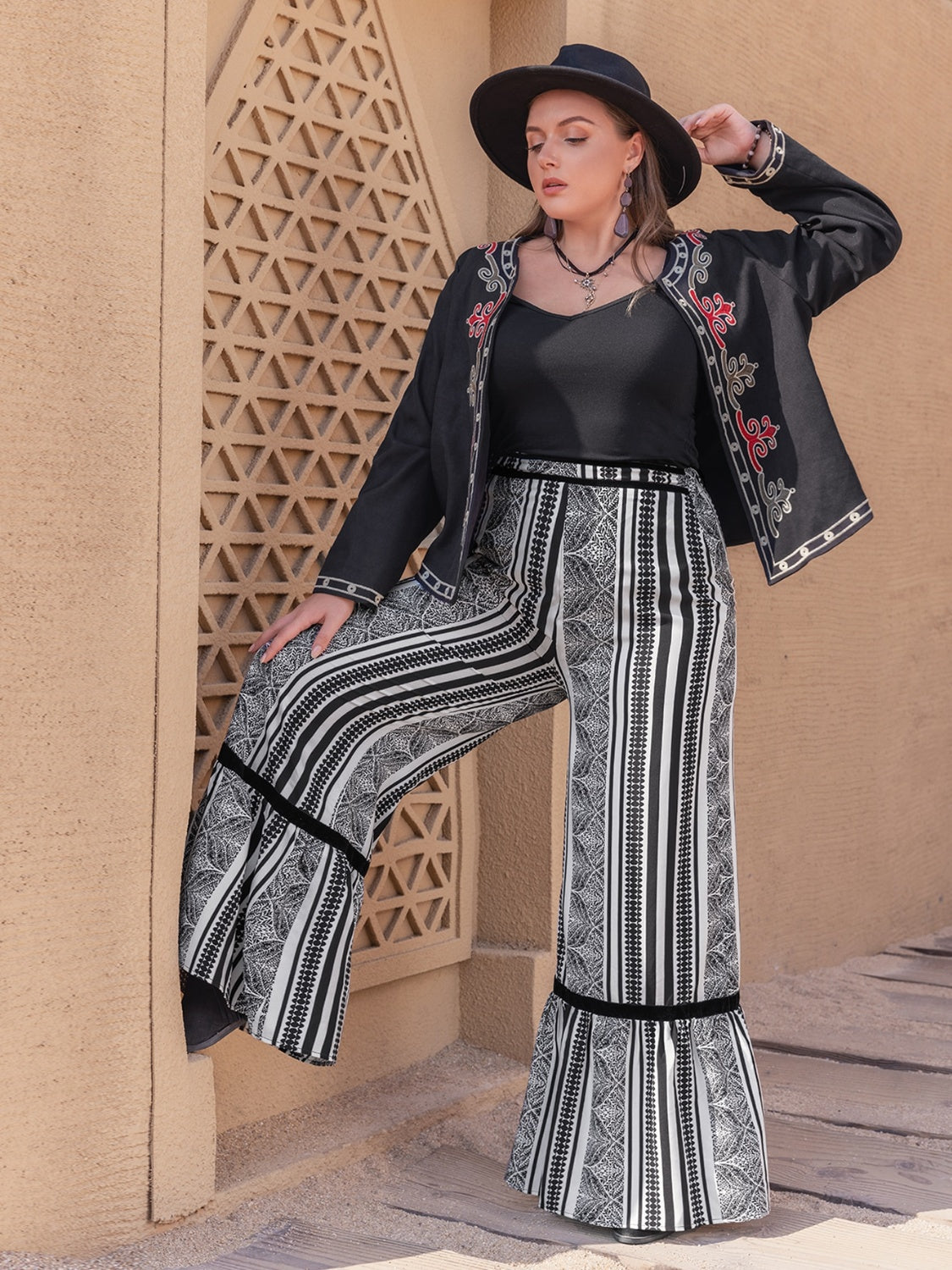 Printed Wide Leg Pants