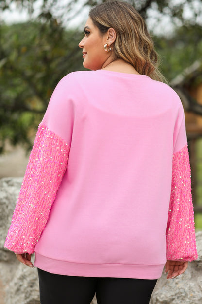 Sequin Round Neck Dropped Shoulder Sweatshirt