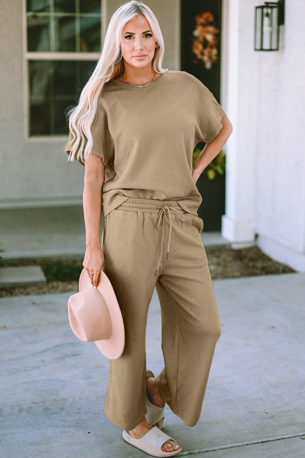 Sleek Duo: Double Take Short Sleeve Top and Pants Set