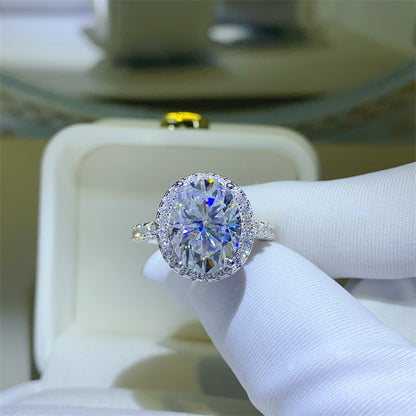 Blue Elegance: 5 Carat Moissanite 925 Sterling Silver Ring