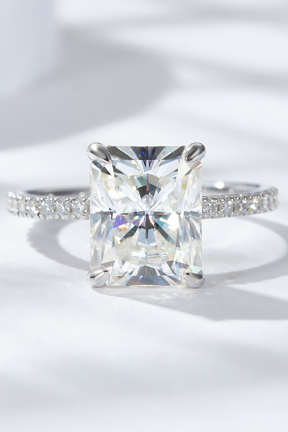 Forever Bond: 4 Carat Moissanite 4-Prong Side Stone Ring