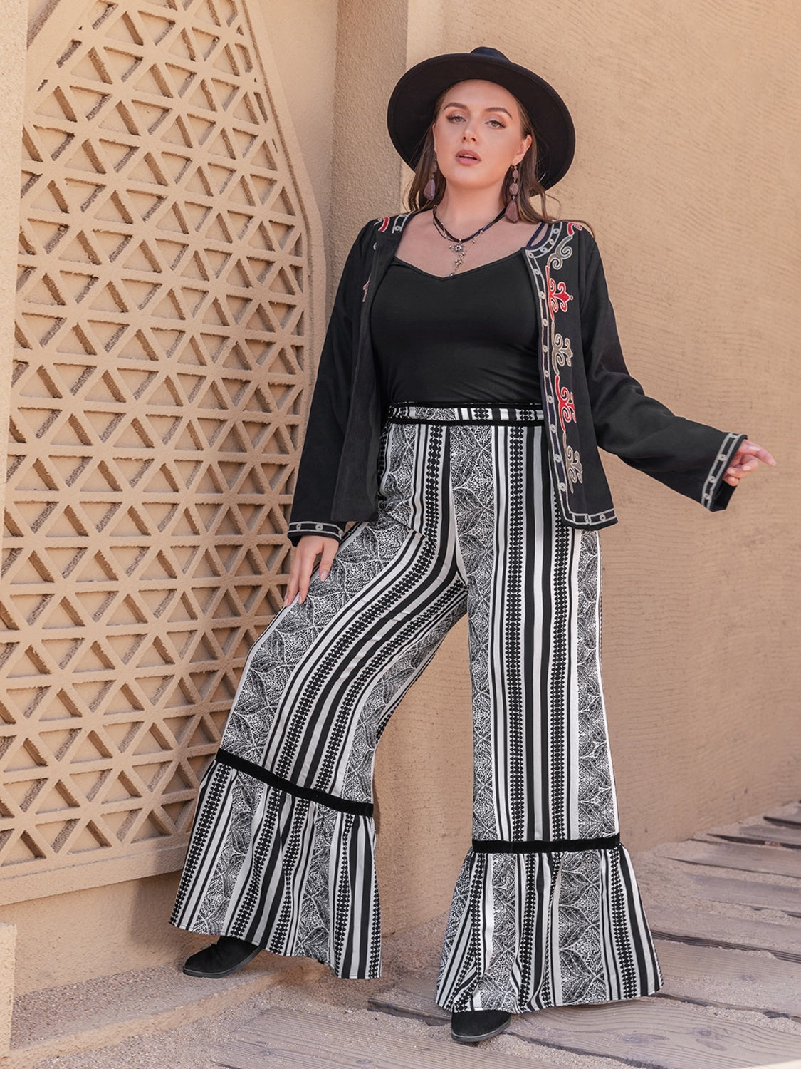 Printed Wide Leg Pants