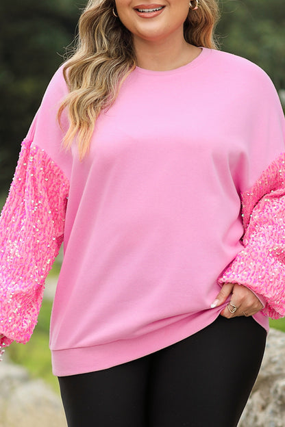 Sequin Round Neck Dropped Shoulder Sweatshirt