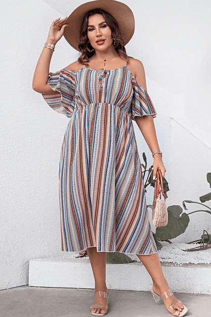 Striped Cold-Shoulder Dress