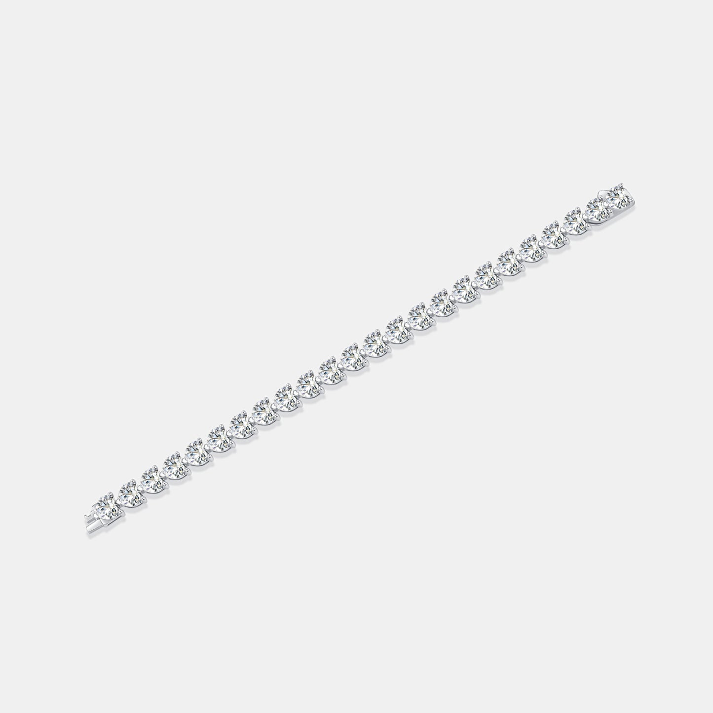 Eternal Hearts: 24 Carat Moissanite 925 Sterling Silver Heart Bracelet