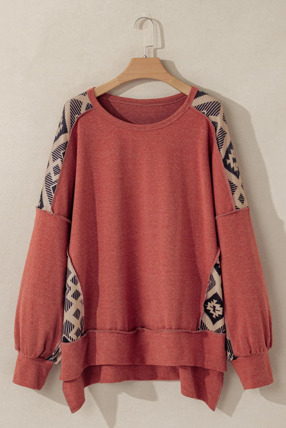 Geometric Round Neck Long Sleeve Sweatshirt