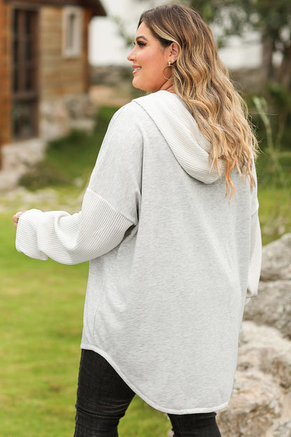 Button Up Drawstring Long Sleeve Hoodie