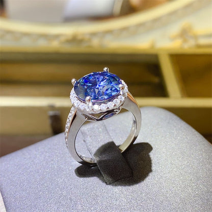 Blue Love: 5 Carat Moissanite 925 Sterling Silver Ring