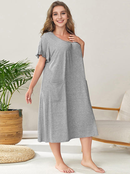 Round Neck Short Sleeve Lounge Dress