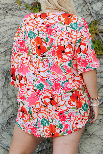 Floral V-Neck Half Sleeve Shirt