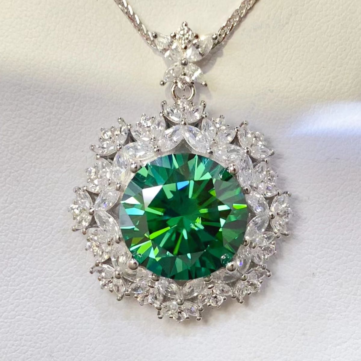 Eternal Glow: 10 Carat Moissanite 925 Sterling Silver Pendant Necklace