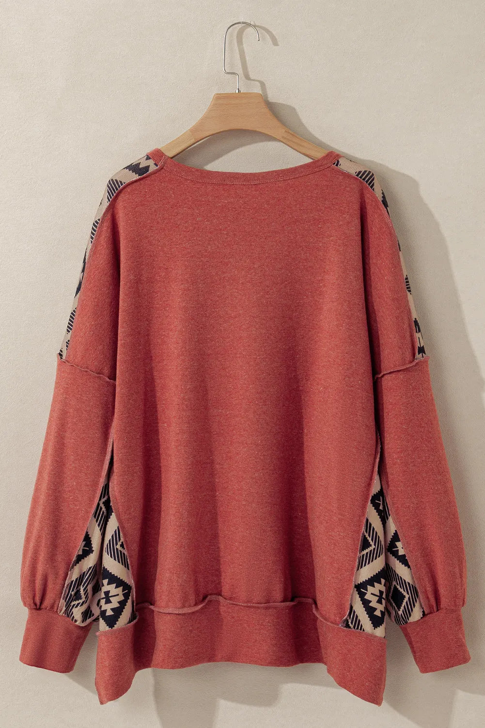 Geometric Round Neck Long Sleeve Sweatshirt