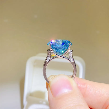 Bonded Blue: 5 Carat Moissanite 925 Sterling Silver Ring