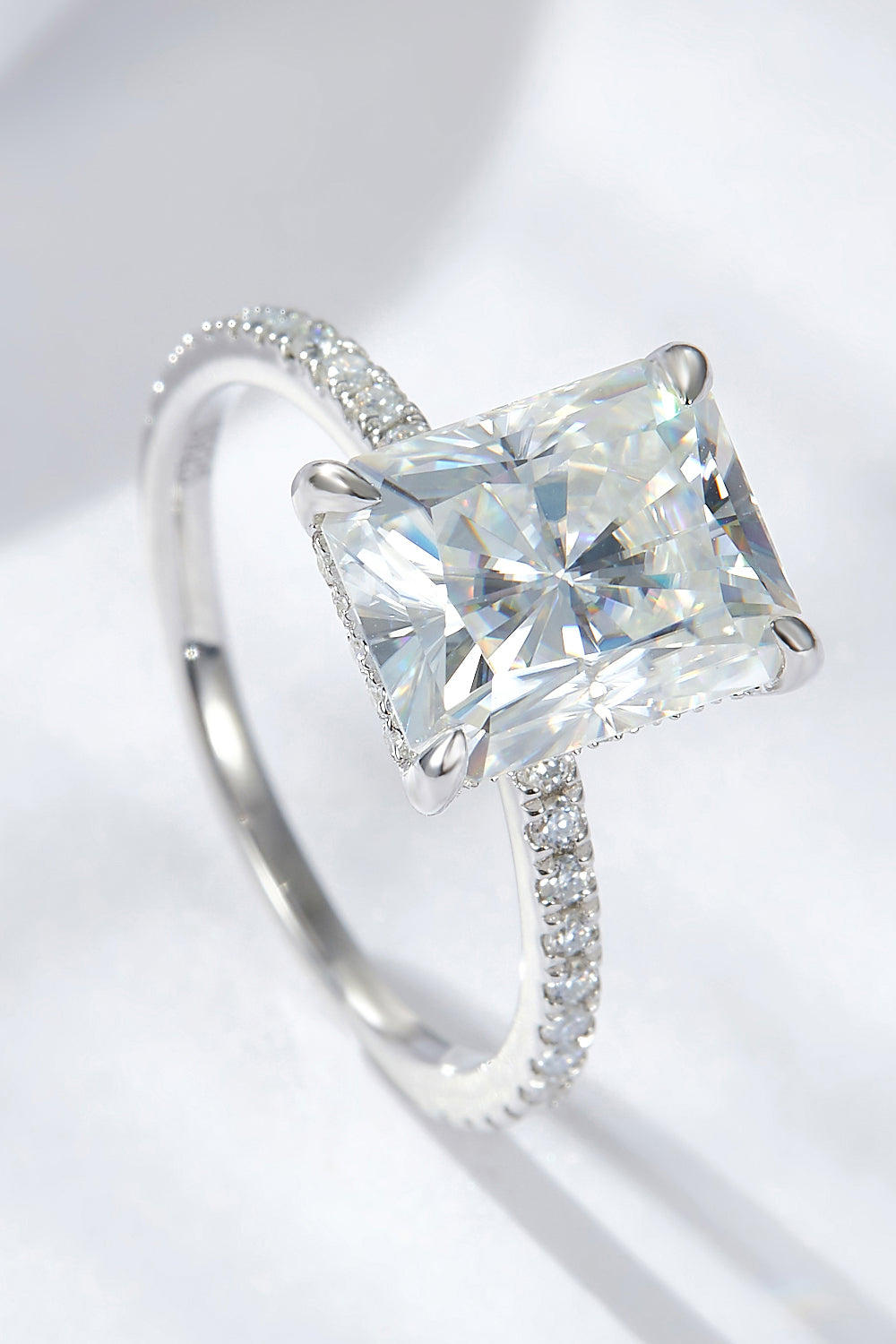 Forever Bond: 4 Carat Moissanite 4-Prong Side Stone Ring