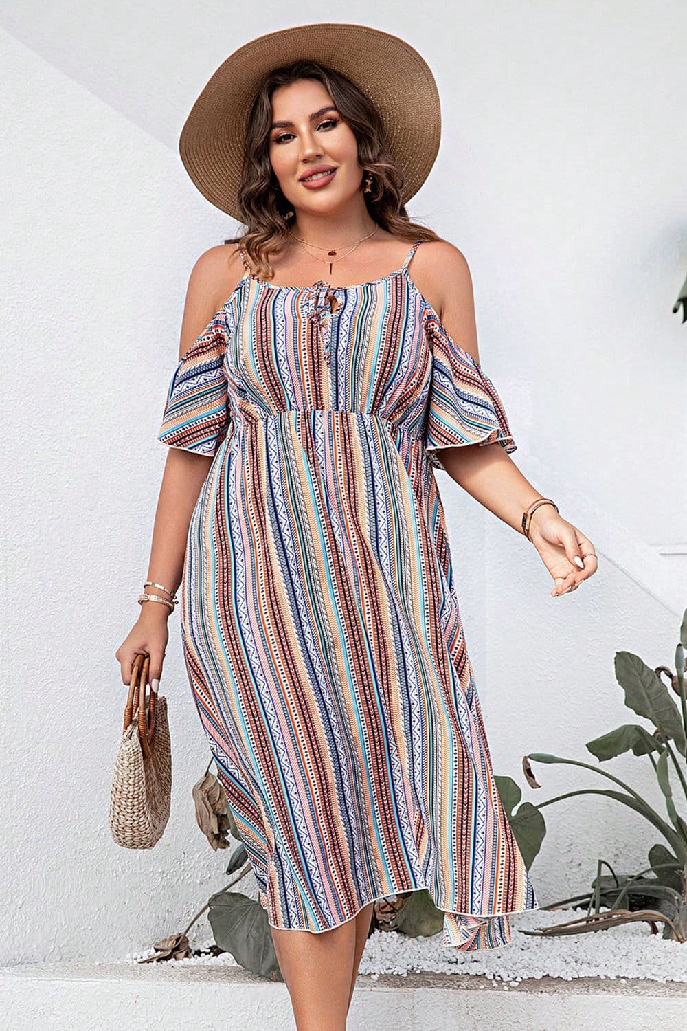 Striped Cold-Shoulder Dress