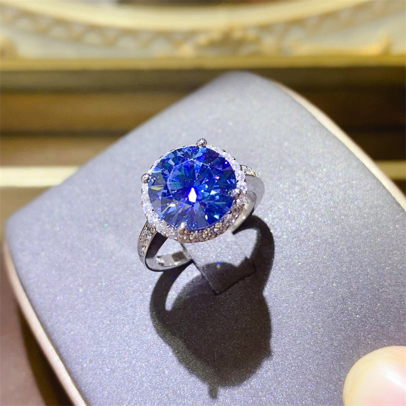 Blue Love: 5 Carat Moissanite 925 Sterling Silver Ring