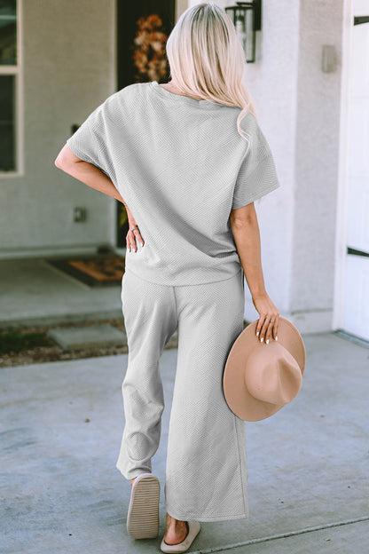 Sleek Duo: Double Take Short Sleeve Top and Pants Set