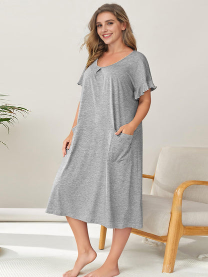 Round Neck Short Sleeve Lounge Dress