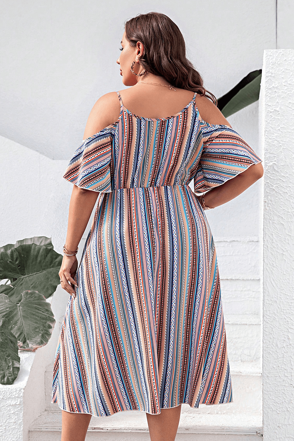 Striped Cold-Shoulder Dress