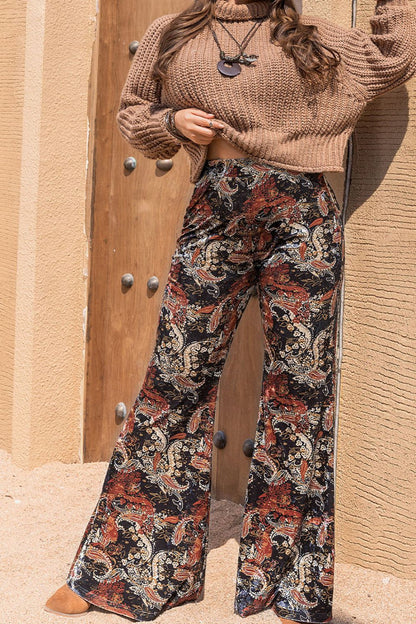 Printed Wide Leg Long Pants