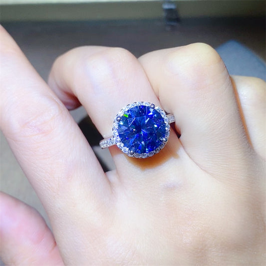 Blue Love: 5 Carat Moissanite 925 Sterling Silver Ring