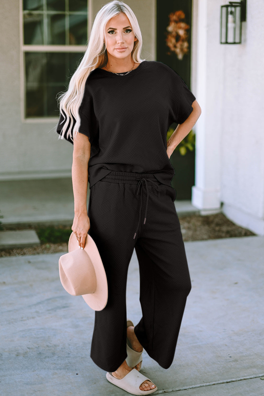 Sleek Duo: Double Take Short Sleeve Top and Pants Set