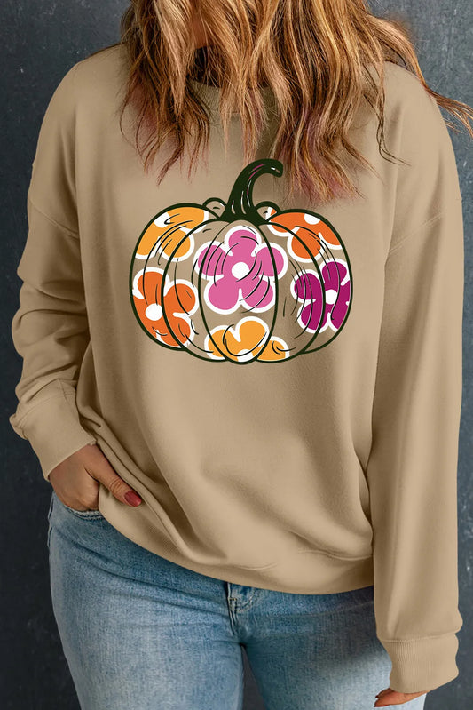 Pumpkin Graphic Dropped Shoulder Sweatshirt