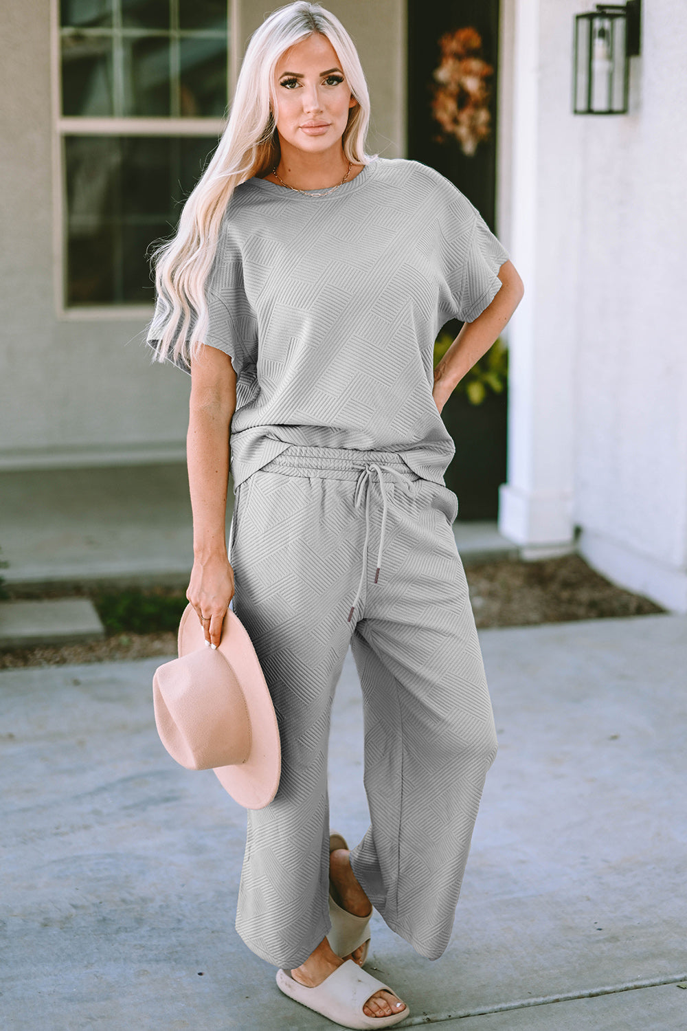 Sleek Duo: Double Take Short Sleeve Top and Pants Set