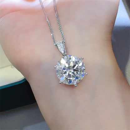 Eternal Shine: 10 Carat Moissanite 925 Sterling Silver Pendant Necklace