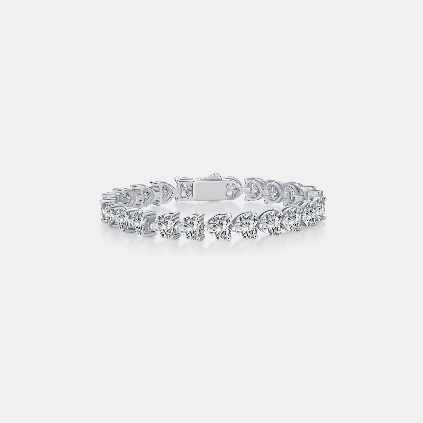 Eternal Hearts: 24 Carat Moissanite 925 Sterling Silver Heart Bracelet