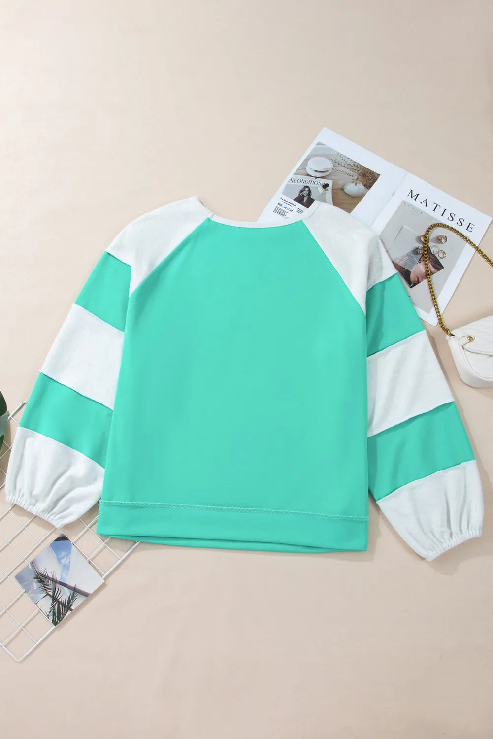 Exposed Seam Color Block Long Sleeve Sweatshirt