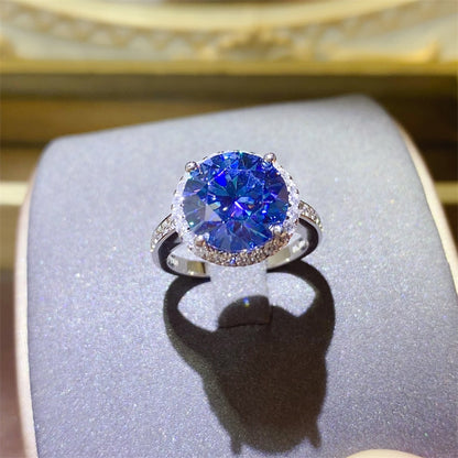 Blue Love: 5 Carat Moissanite 925 Sterling Silver Ring