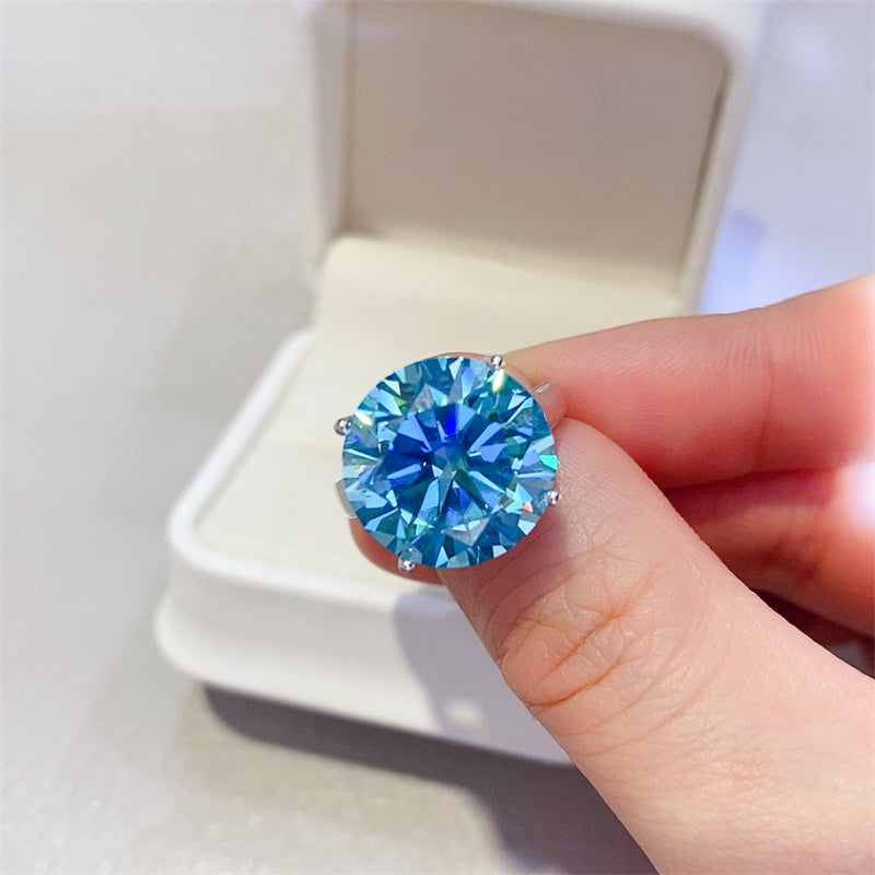 Bonded Blue: 5 Carat Moissanite 925 Sterling Silver Ring