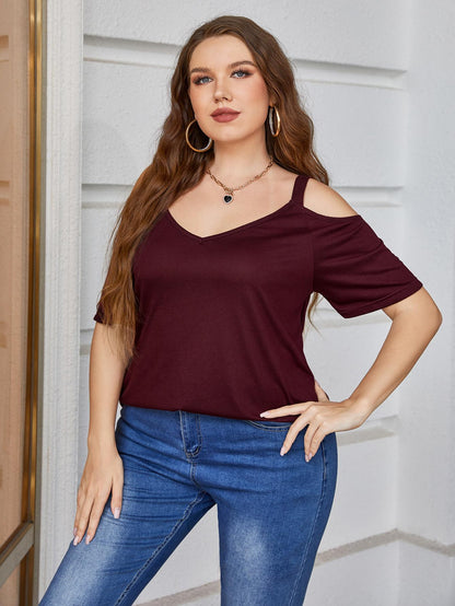 V-Neck Cold-Shoulder Blouse