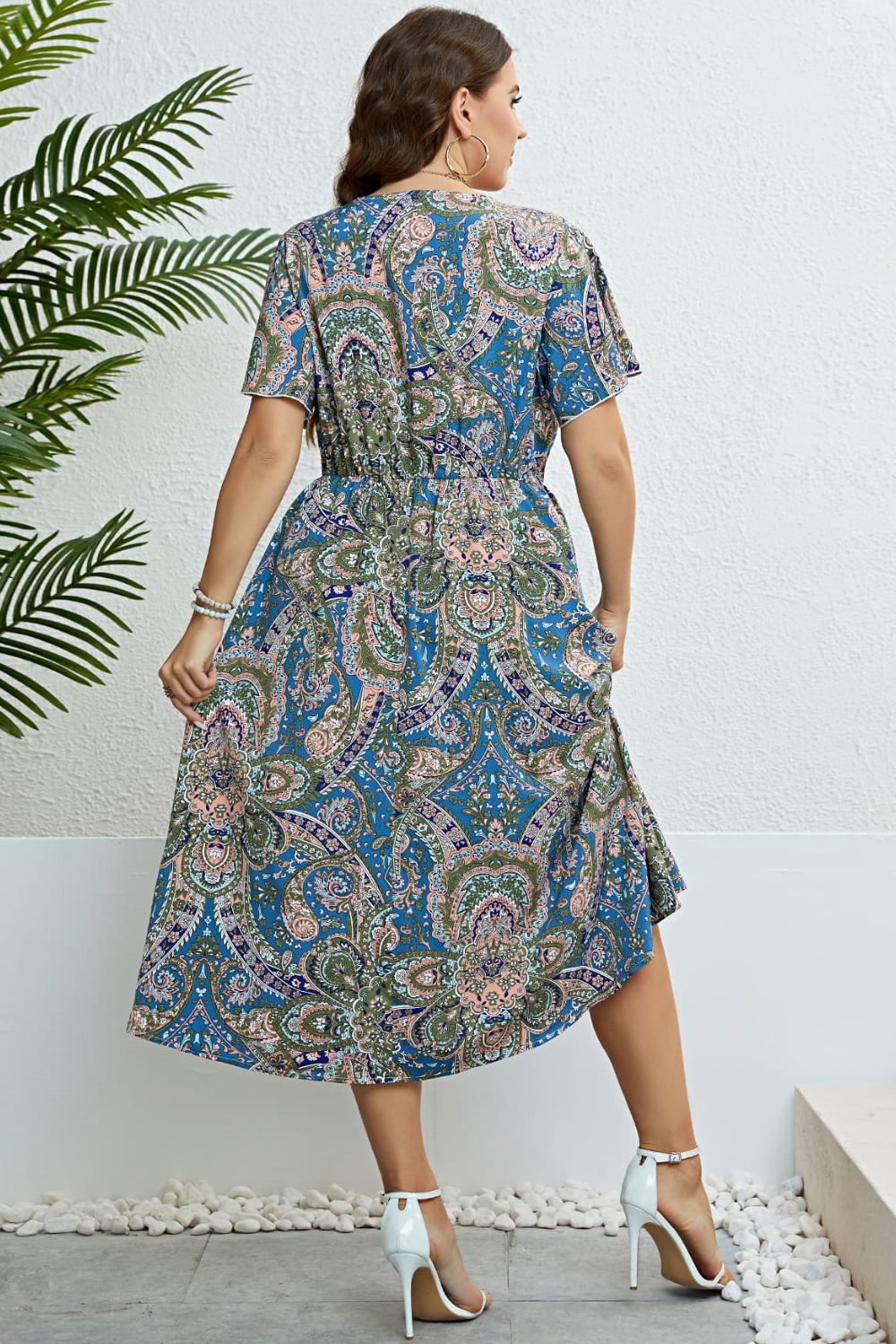 Honey Printed Flutter Sleeve Midi Dress