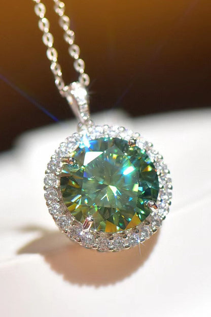 Eternal Gleam: 10 Carat Moissanite Pendant Platinum-Plated Necklace