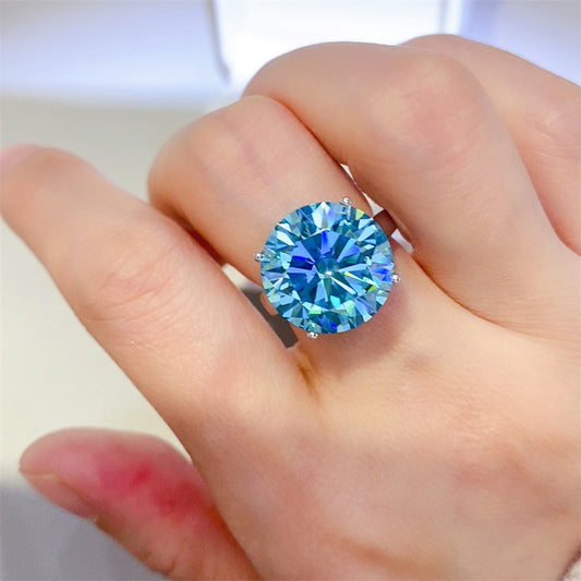 Bonded Blue: 5 Carat Moissanite 925 Sterling Silver Ring