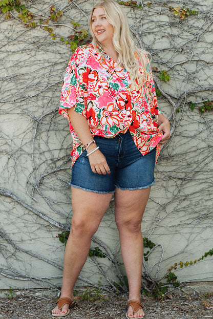 Floral V-Neck Half Sleeve Shirt