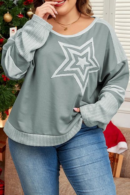 Star Round Neck Long Sleeve Top